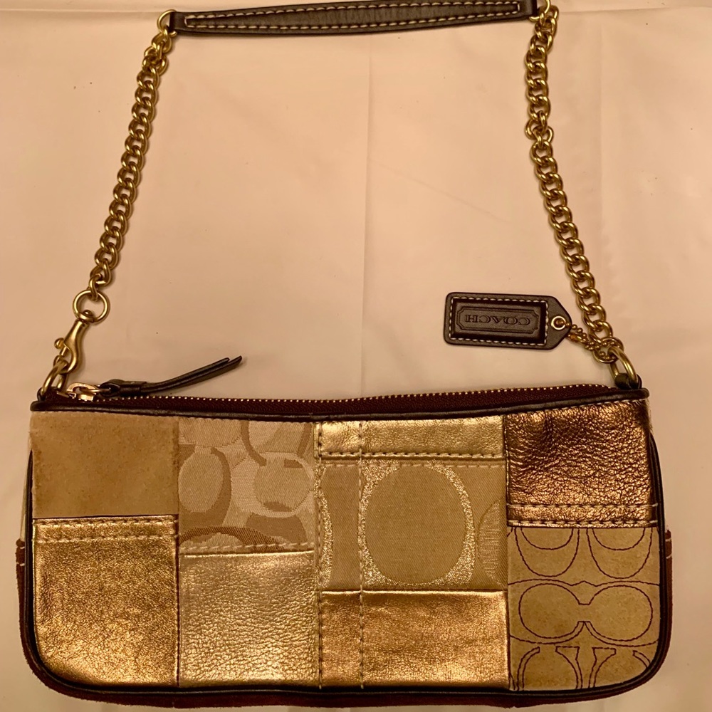 Small gold and brown Coach purse